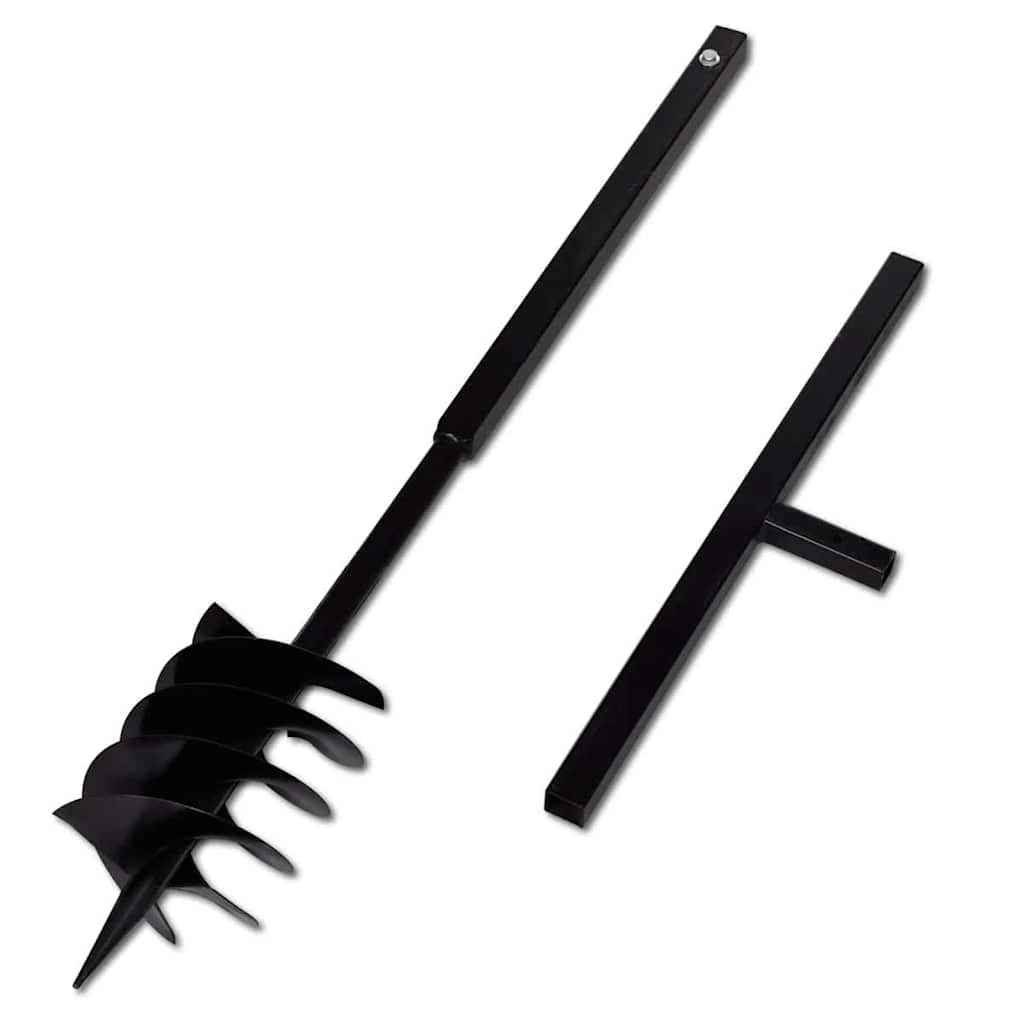 vidaXL Ground Drill with Handle Auger Bit 180 mm Three Spirals Steel Black 3