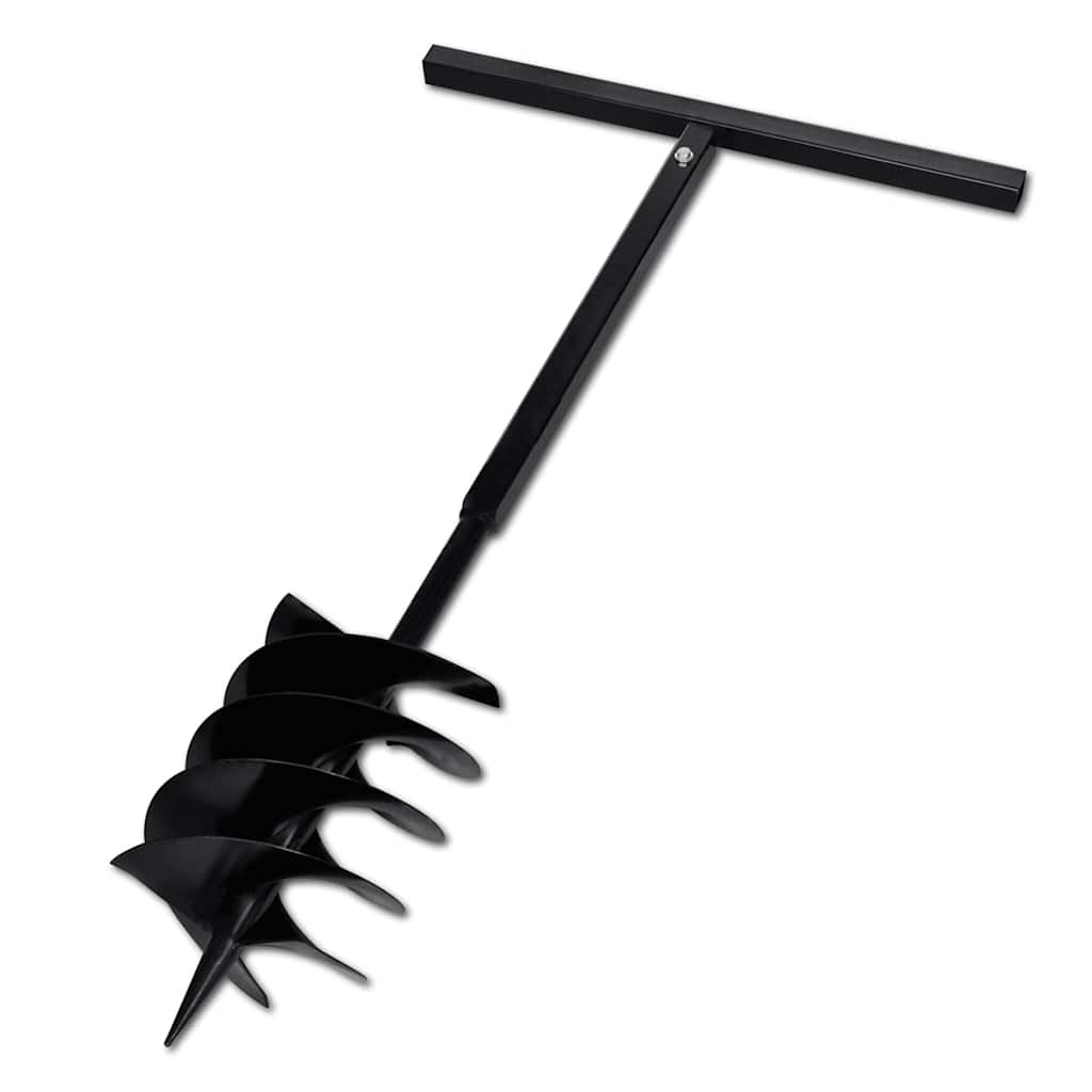 vidaXL Ground Drill with Handle Auger Bit Three Spirals Steel Black