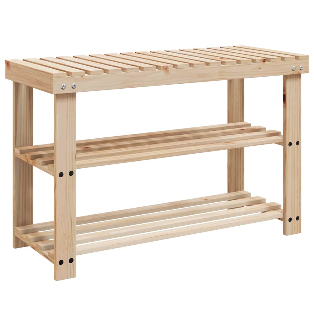 2-in-1 Shoe Rack with Bench Top Solid Wood 1