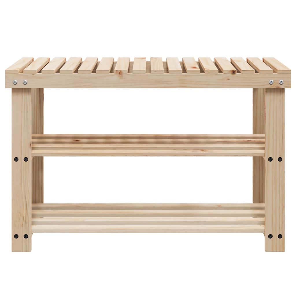 vidaXL 2-in-1 Shoe Rack with Bench Top Solid Fir Wood 3