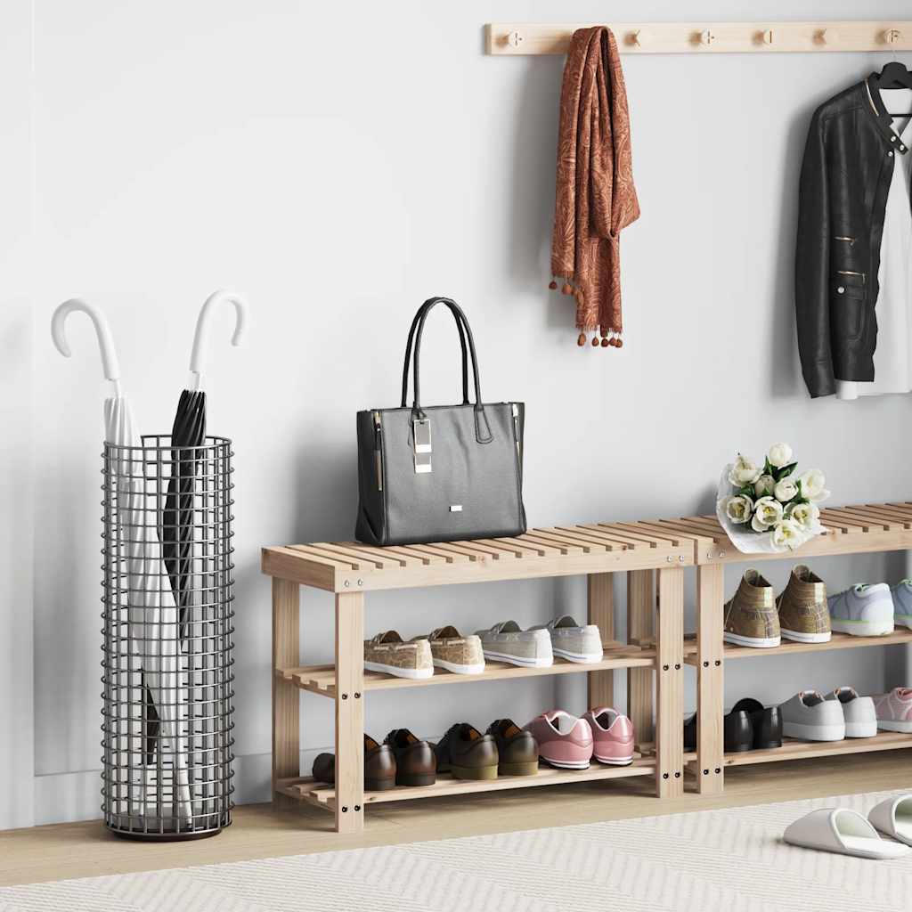2-in-1 Shoe Rack with Bench Top Solid Wood 1