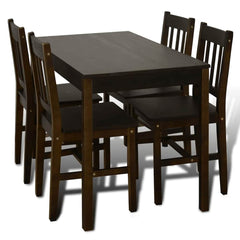 Wooden Dining Table with 4 Chairs Brown Dark brown