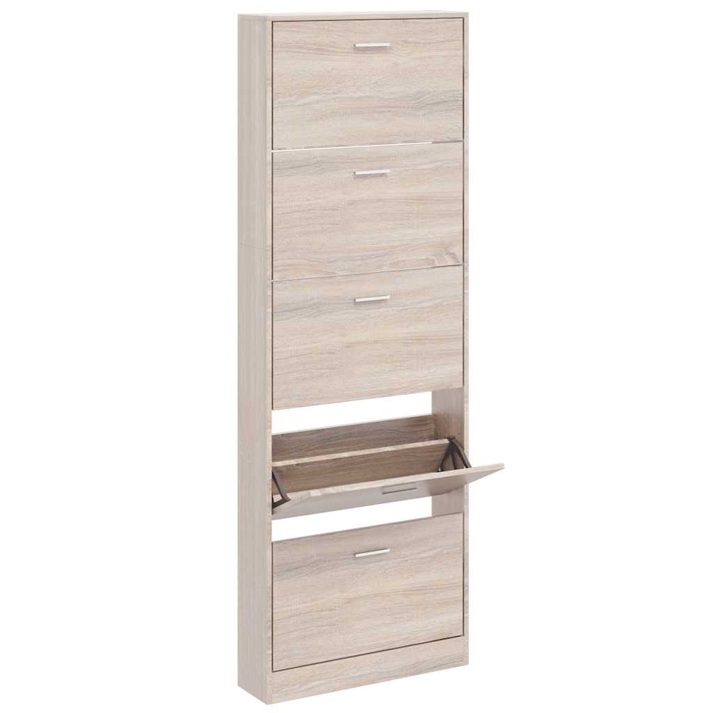 vidaXL Shoe Cabinet | Oak | Engineered wood | 59 x 17 x 169 cm | Shoe Cabinet 3