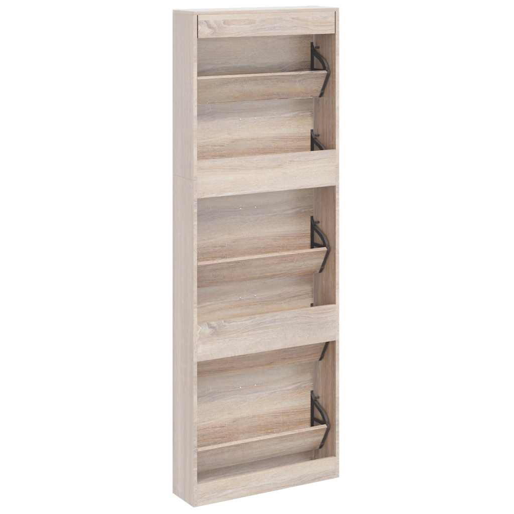 vidaXL Shoe Cabinet | Oak | Engineered wood | 59 x 17 x 169 cm | Shoe Cabinet 6