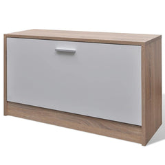 vidaXL Shoe Cabinet | Oak and white | Engineered wood, plastic, aluminium alloy 6