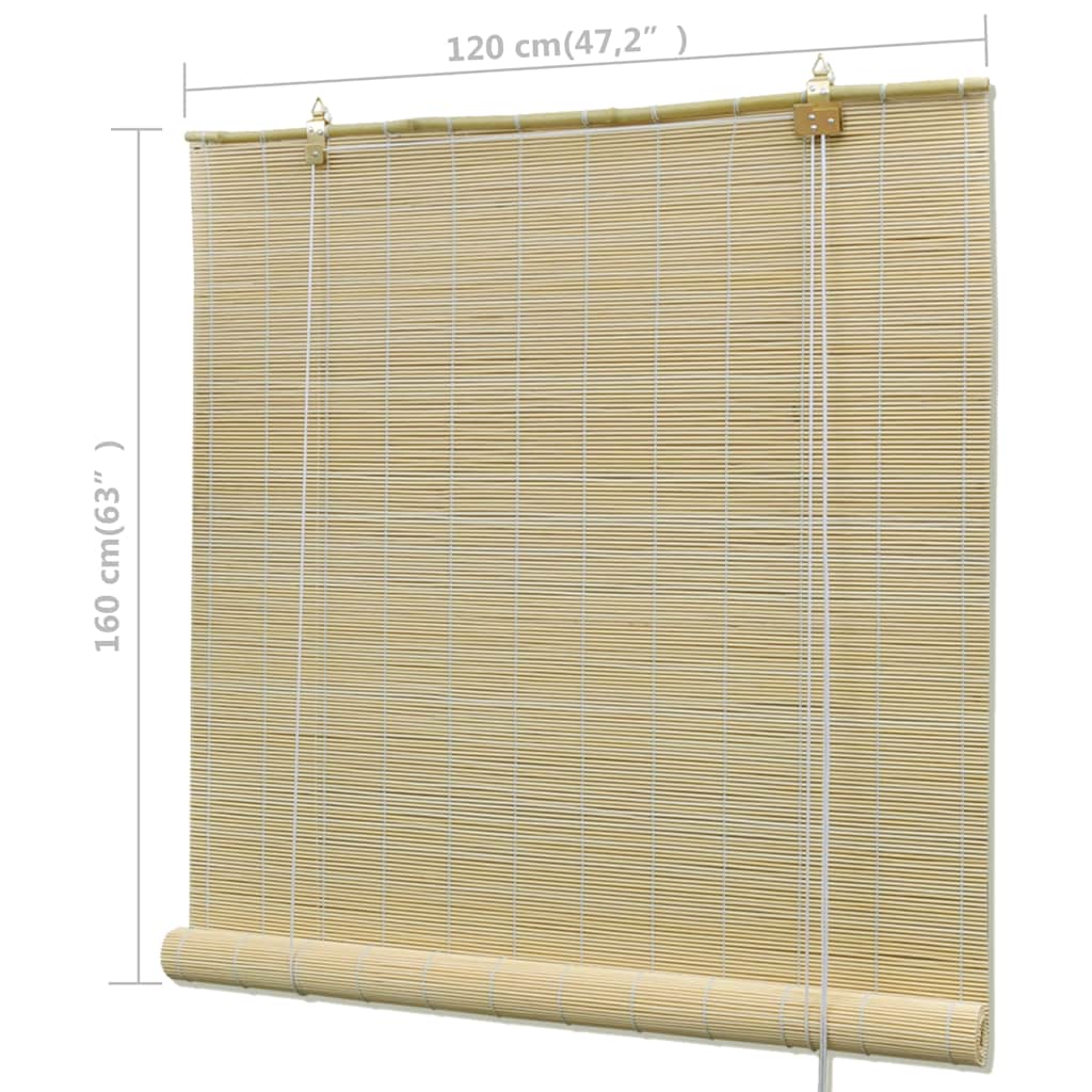 vidaXL Natural Bamboo Roller Blinds 120 x 160 cm 6