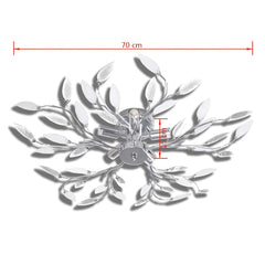 241476 Transparent & White Ceiling Lamp with Acrylic Crystal Leaf Arms for 5 E14 Bulbs 5