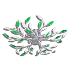 241478 Green & White Ceiling Lamp with Acrylic Crystal Leaf Arms for 5 E14 Bulbs 2