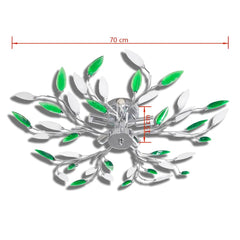 241478 Green & White Ceiling Lamp with Acrylic Crystal Leaf Arms for 5 E14 Bulbs 4
