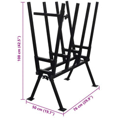 vidaXL Black Powder-Coated Saw Horse for Woodworking 6
