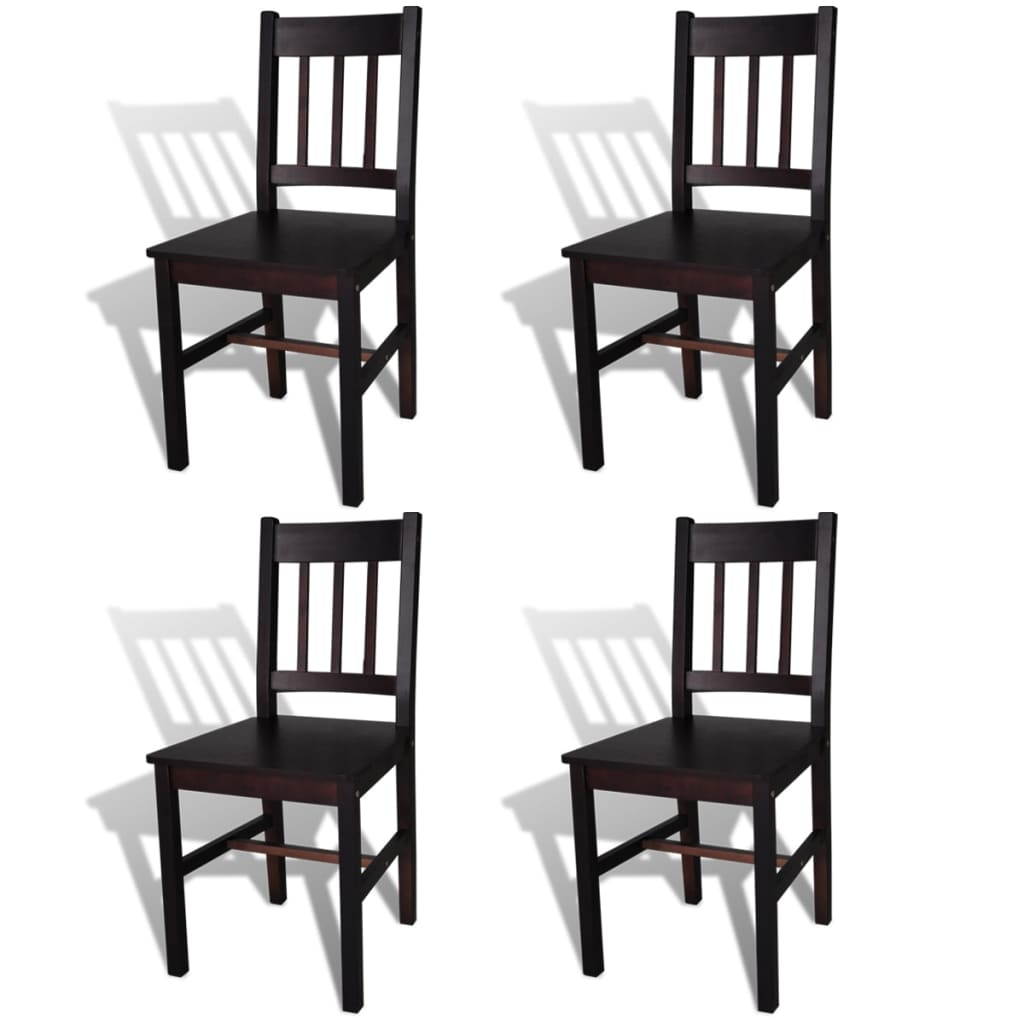vidaXL Dining Chairs 4 pcs Dark Brown Pinewood 1