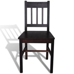 vidaXL Dining Chairs 4 pcs Dark Brown Pinewood 3