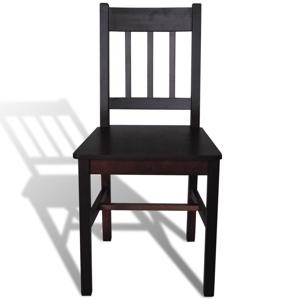 vidaXL Dining Chairs 4 pcs Dark Brown Pinewood 3