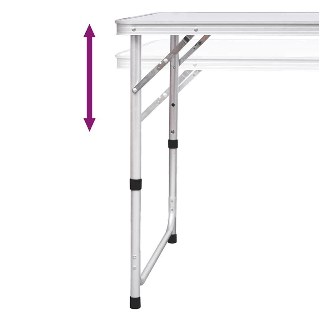 Foldable Camping Height Adjustable Aluminium 120 x 60 cm Table