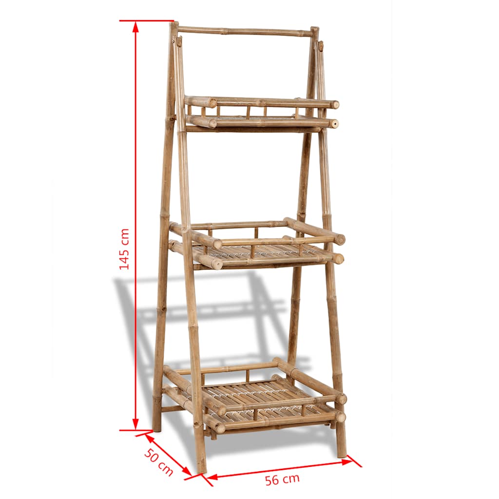 41493 vidaXL 3-Tier Folding Bamboo Plant Rack 4