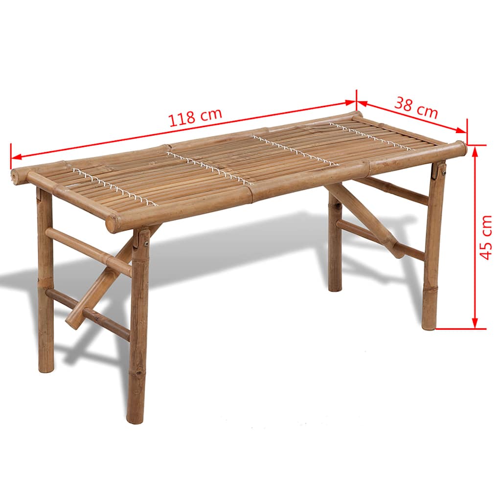 vidaXL Folding Garden Bench 118 cm Bamboo 4