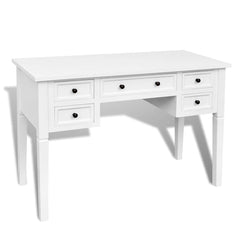 Writing Desk with 5 Drawers White
