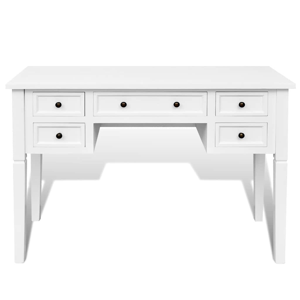 Writing Desk with 5 Drawers White