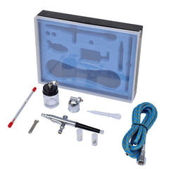 vidaXL Airbrush Set with Glass Jar 0.2 / 0.3 / 0.5 mm Nozzles 4