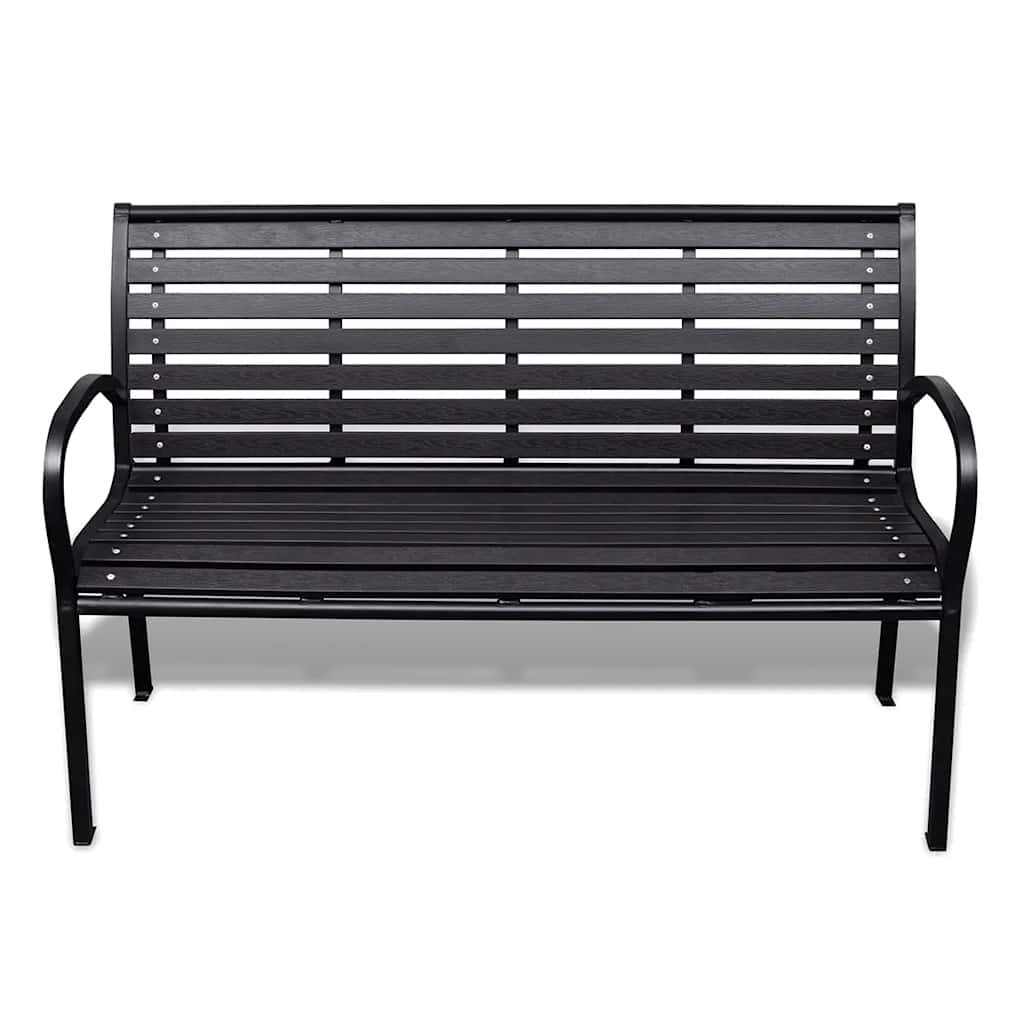 vidaXL Garden Bench 125 cm Steel and WPC Black 2