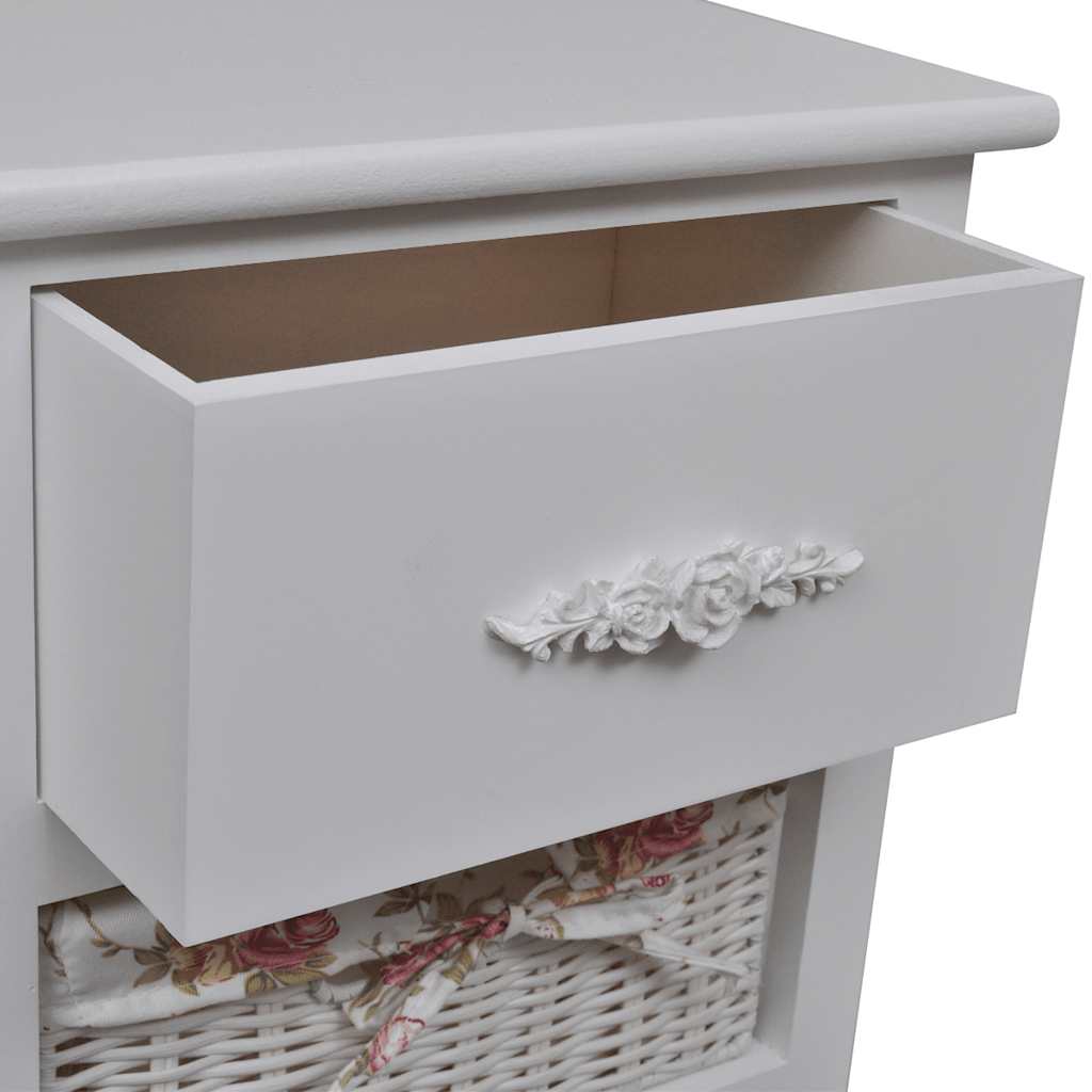 vidaXL Cabinet with 1 Drawer and 3 Baskets White Paulownia Wood 4