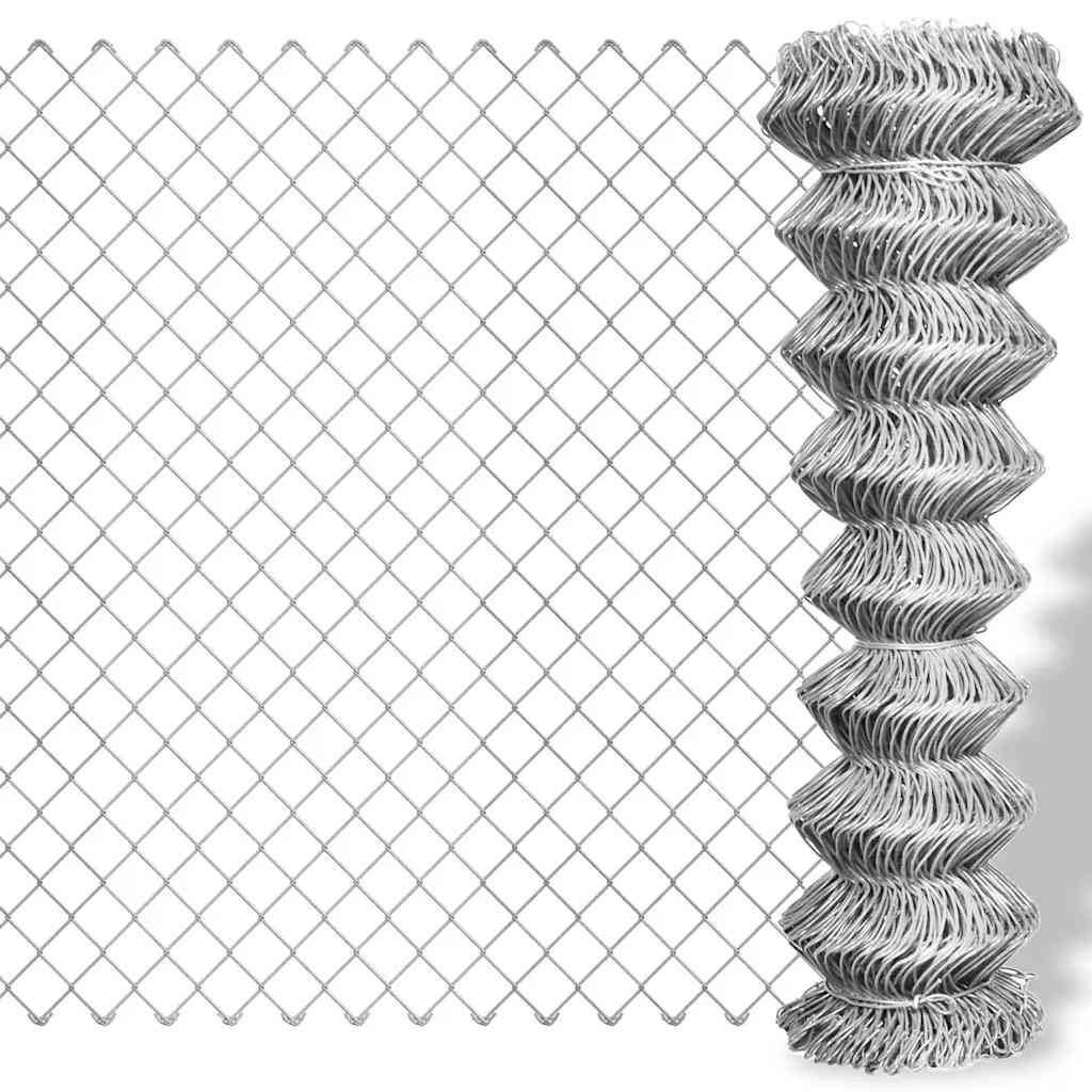 141487 vidaXL Chain Link Fence Galvanised Steel 15x1,25 m Silver 1