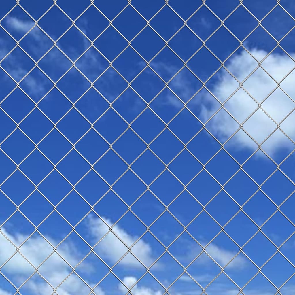 141487 vidaXL Chain Link Fence Galvanised Steel 15x1,25 m Silver 3