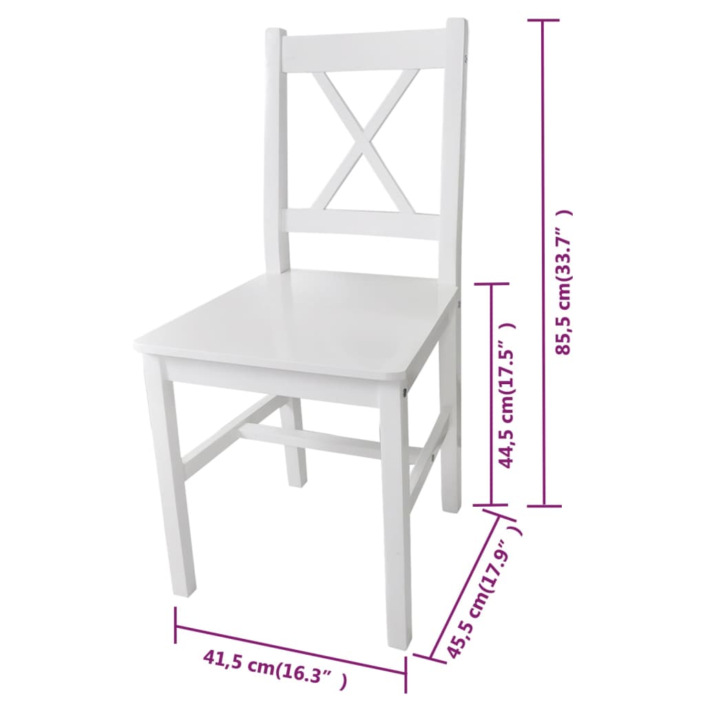 vidaXL Dining Chairs 6 pcs White Pinewood 5