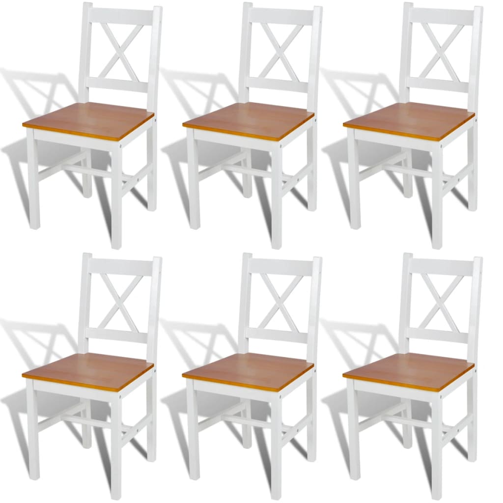 vidaXL Dining Chairs 6 pcs White Pinewood 1