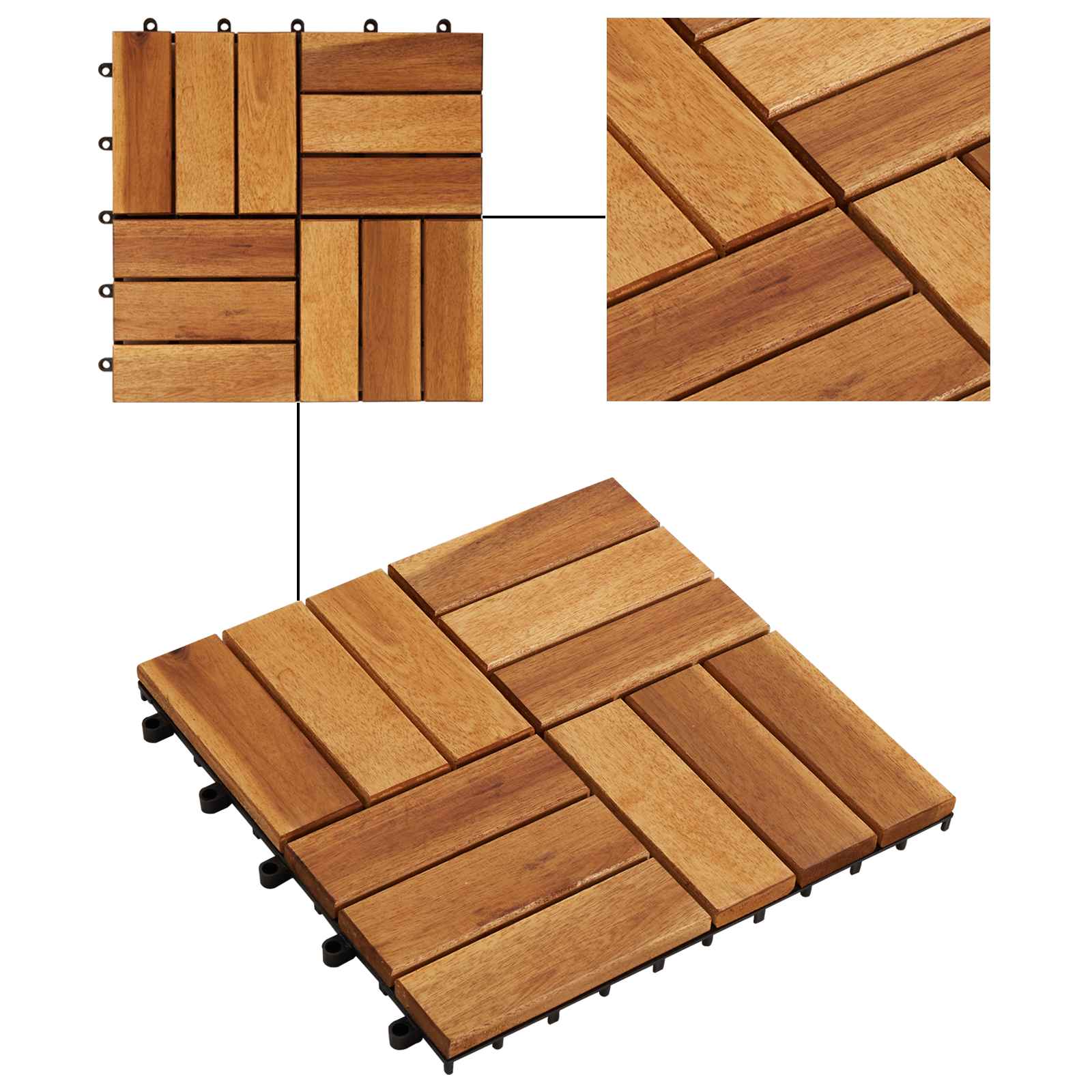 vidaXL Decking Tile 10 pcs Brown 30 x 30 cm Acacia Hardwood 6