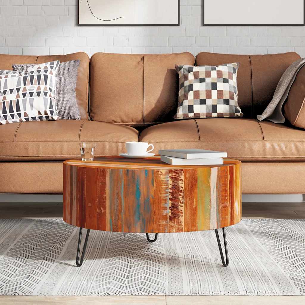 vidaXL Coffee Table Solid Reclaimed Wood Round 3