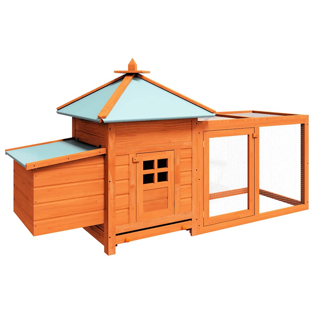 Chicken Coop with Nest Box 190x72x102 cm Solid Firwood Brown