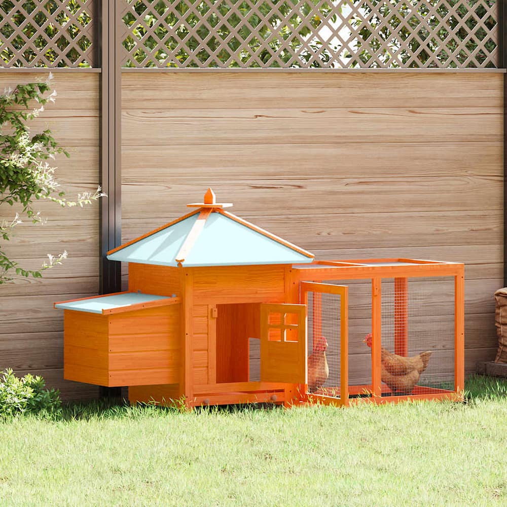 Chicken Coop with Nest Box 190x72x102 cm Solid Firwood Brown