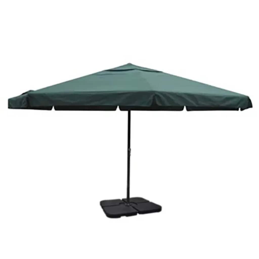 vidaXL Aluminium Garden Parasol with Portable Base Green 1