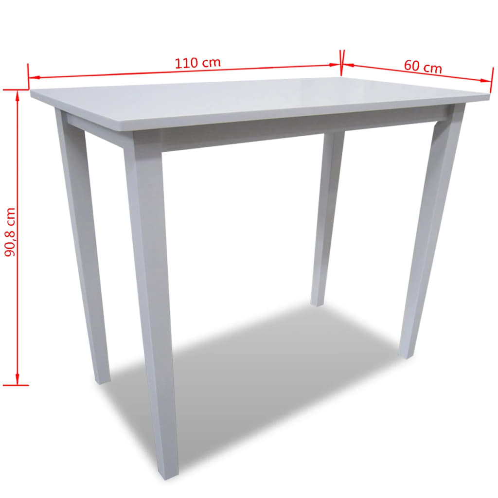 vidaXL Wooden Bar Table White 4