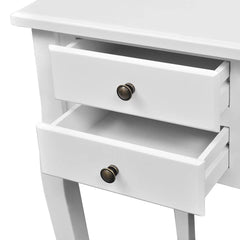 Wooden French Desk with Curved Legs and 5 Drawers 3
