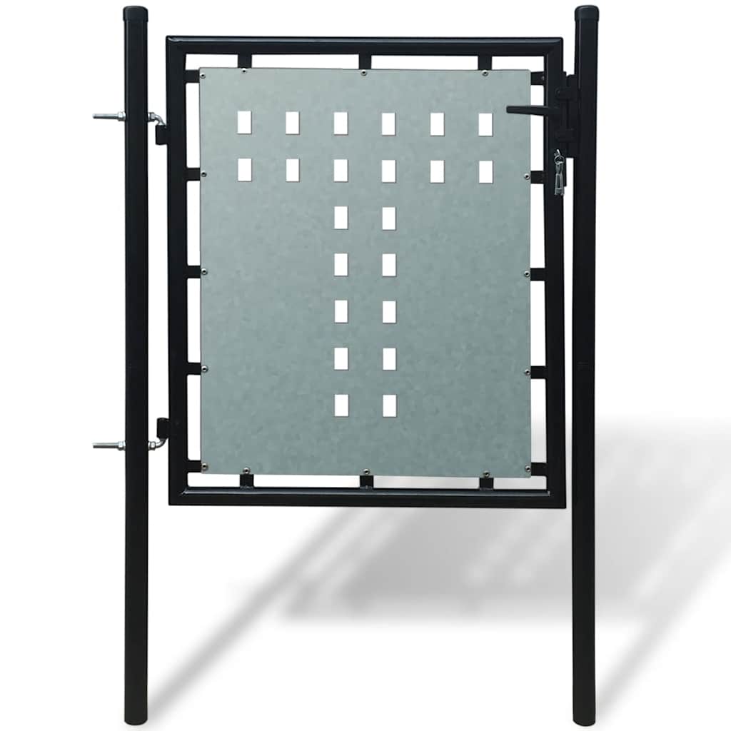 Black Single Door Fence Gate 100 cm 100 cm