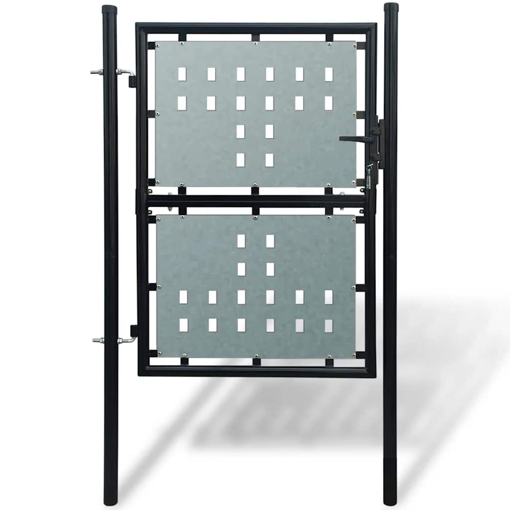 Black Single Door Fence Gate 100 cm 200 cm