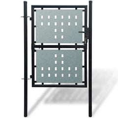 Black Single Door Fence Gate 100 cm 200 cm