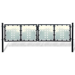 Black Single Door Fence Gate 300 cm 100 cm