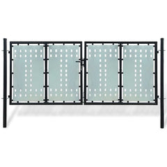 Black Single Door Fence Gate 300 cm 125 cm