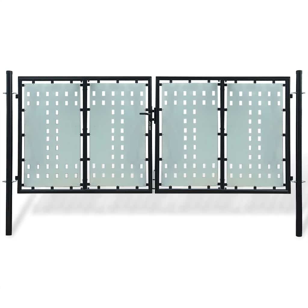 Black Single Door Fence Gate 300 cm 125 cm
