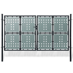Black Single Door Fence Gate 300 cm 150 cm