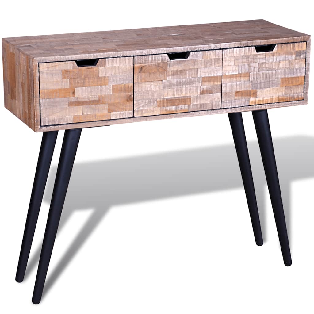 vidaXL Console Table with 3 Drawers Reclaimed Teak Wood 1