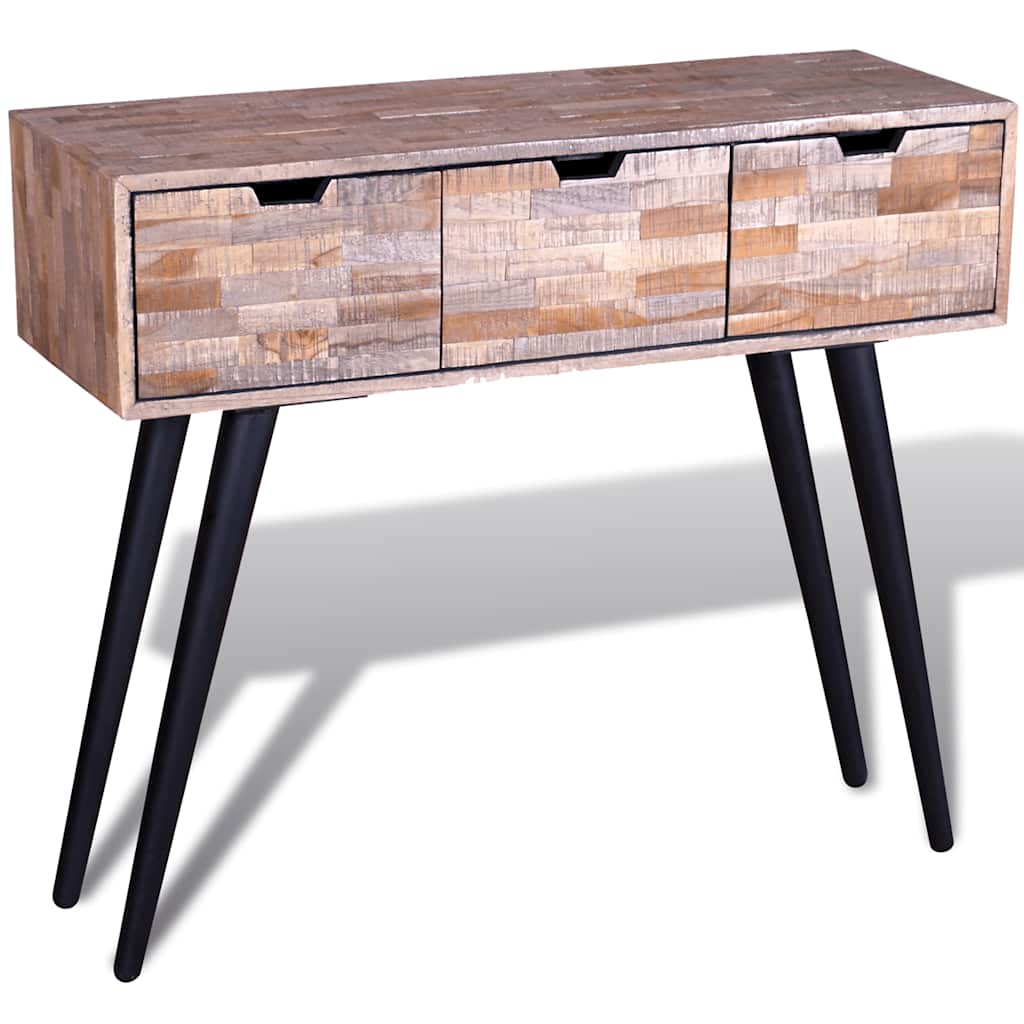 vidaXL Console Table with 3 Drawers Reclaimed Teak Wood 3