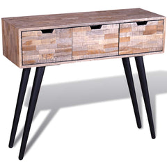 vidaXL Console Table with 3 Drawers Reclaimed Teak Wood 3