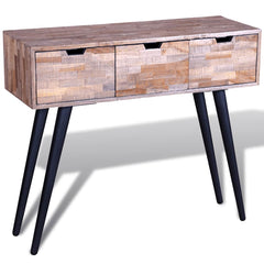 vidaXL Console Table with 3 Drawers Reclaimed Teak Wood 4