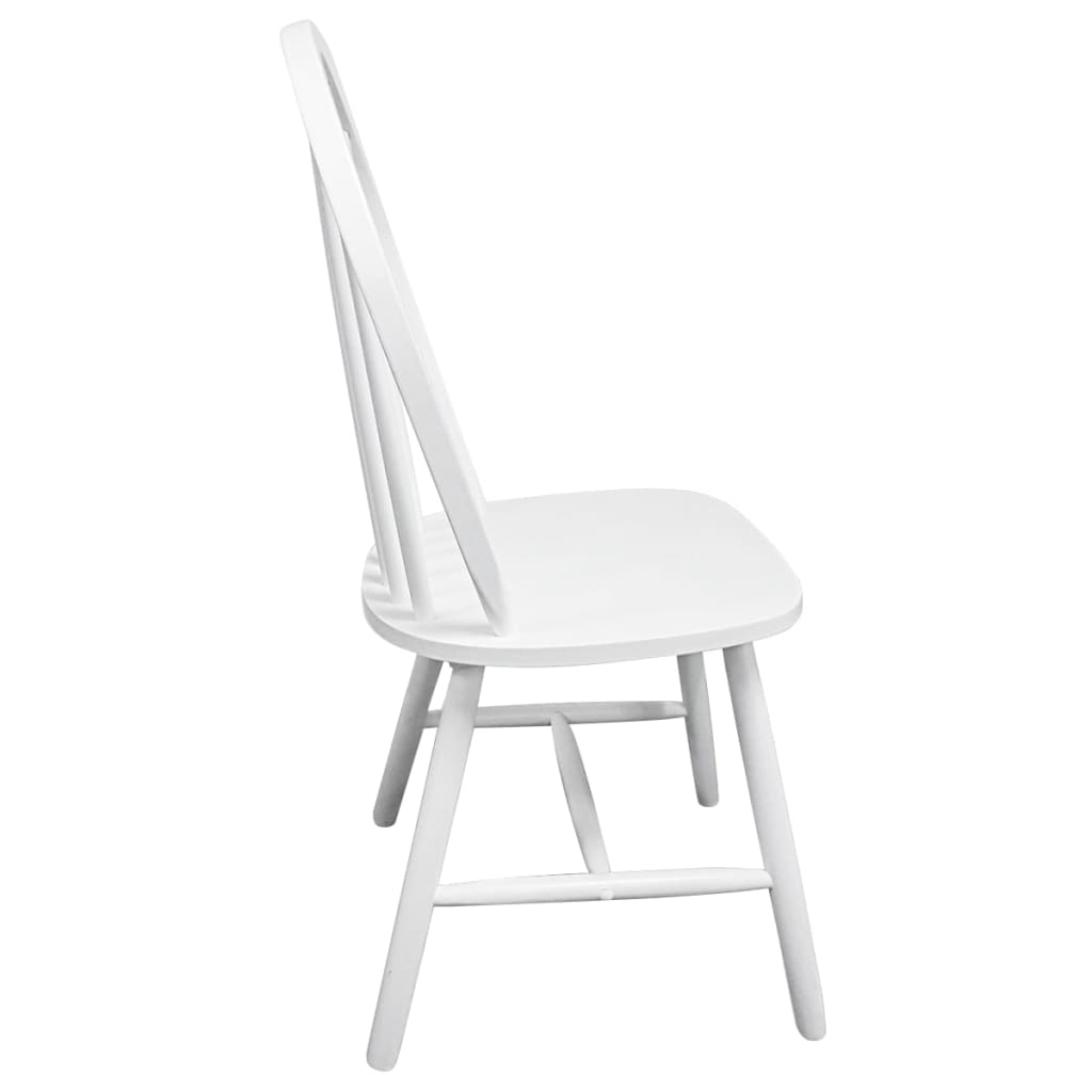 vidaXL Dining Chairs 2 pcs White Solid Rubber Wood 5