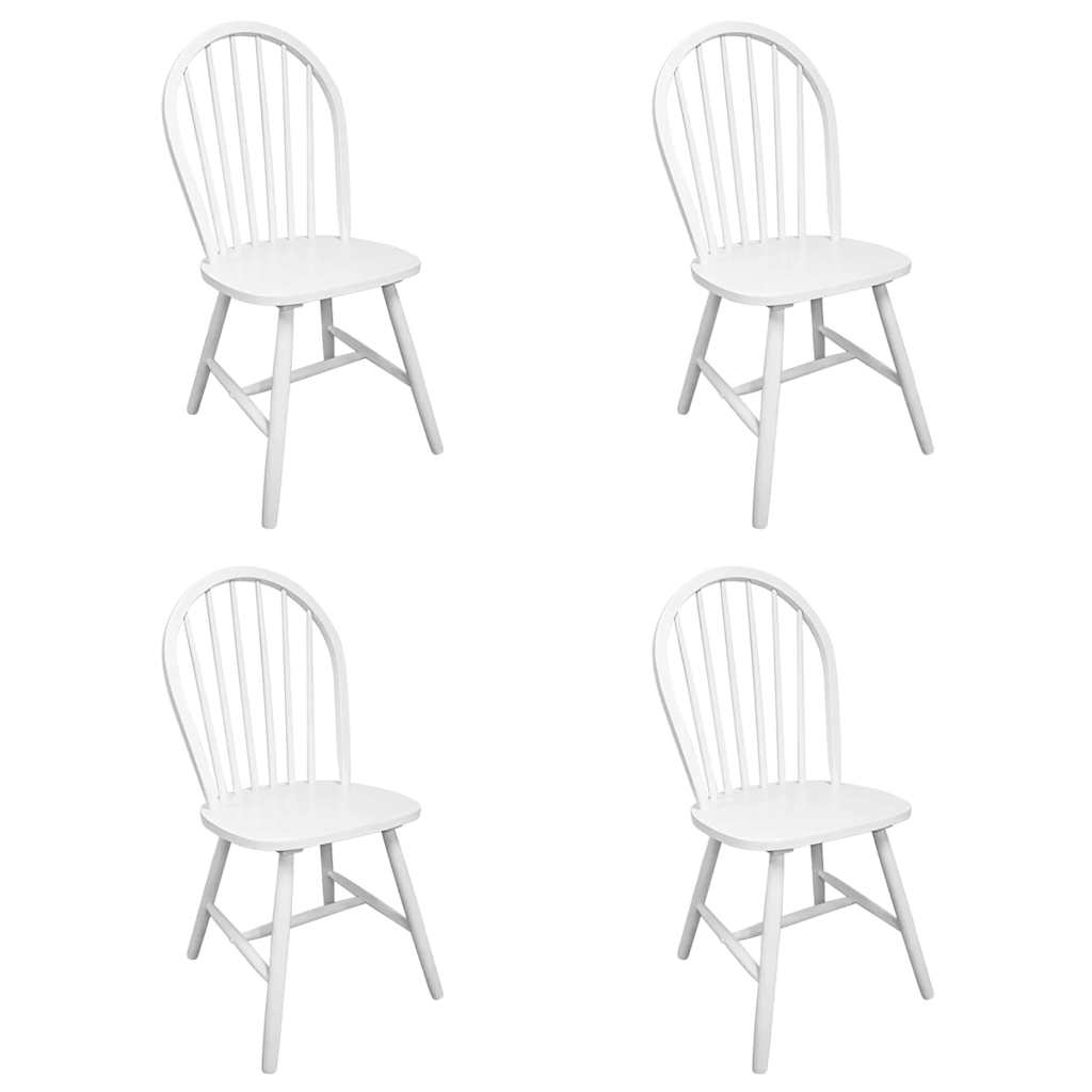 vidaXL Dining Chairs 4 pcs White Solid Rubber Wood 2