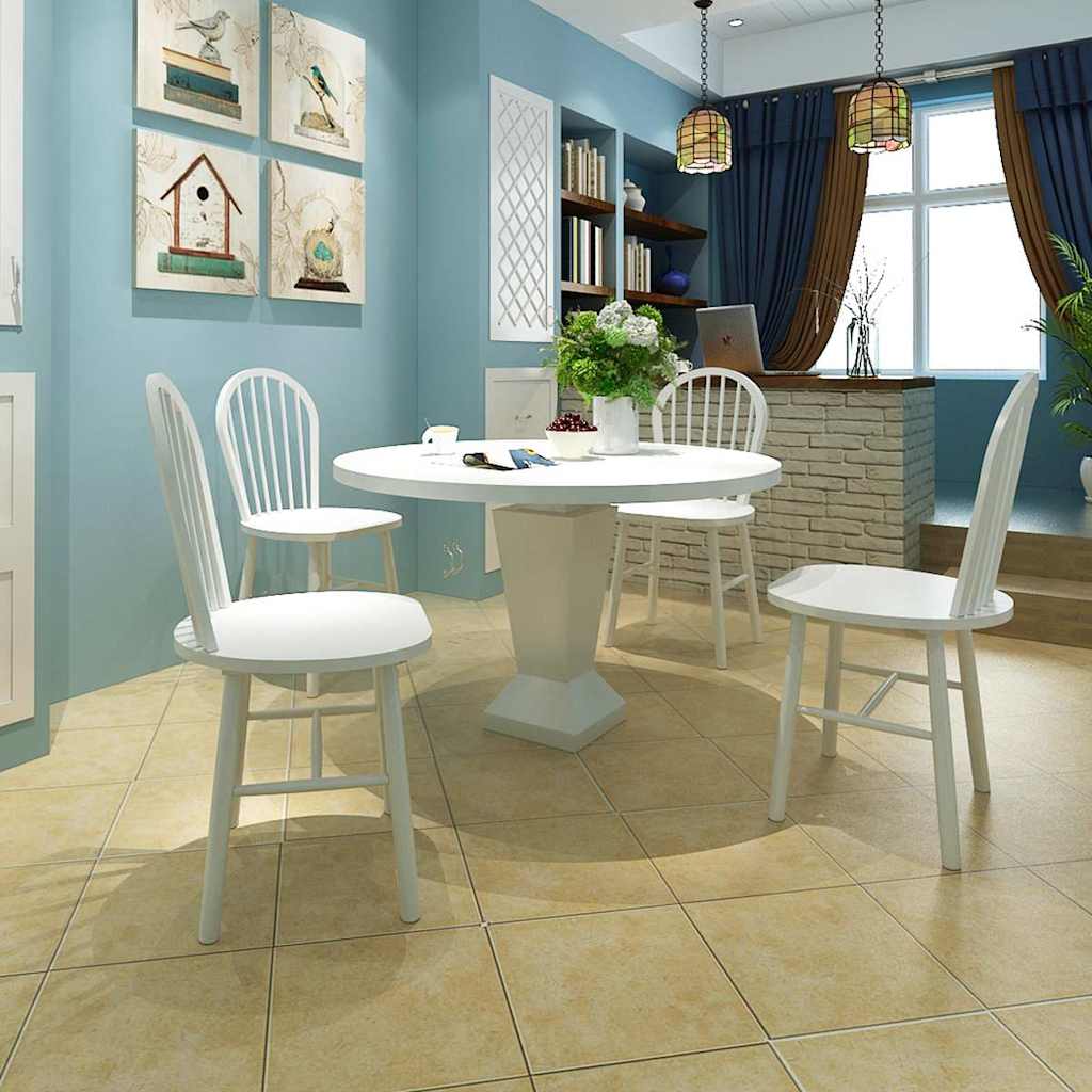 vidaXL Dining Chairs 4 pcs White Solid Rubber Wood 1